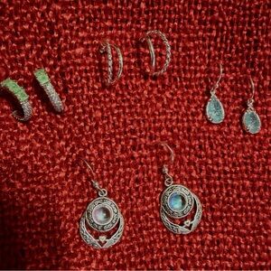 Silver and Green Gemstone Earring Bundle